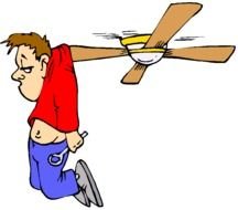 man hanging on the fan