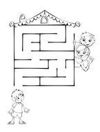 child boy and parents at house, Preschool Maze