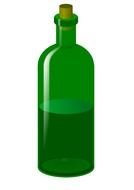 Green transparent Liquor Bottle with cork