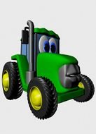 cartoon green tractor on a white background