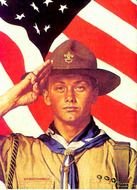 scout near the american flag