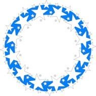 white stars on blue circle