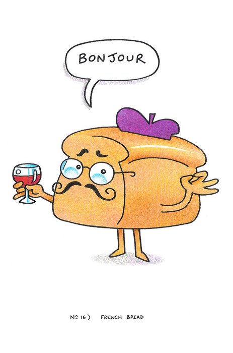 animated bread with a glass in hand