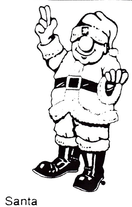 black and white picture santa claus for coloring