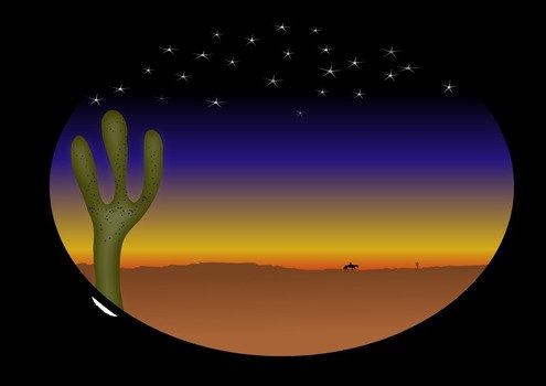 Cowboy Sunset drawing