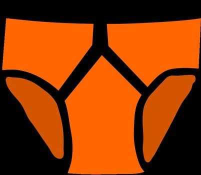 drawn orange male underpants on a black background