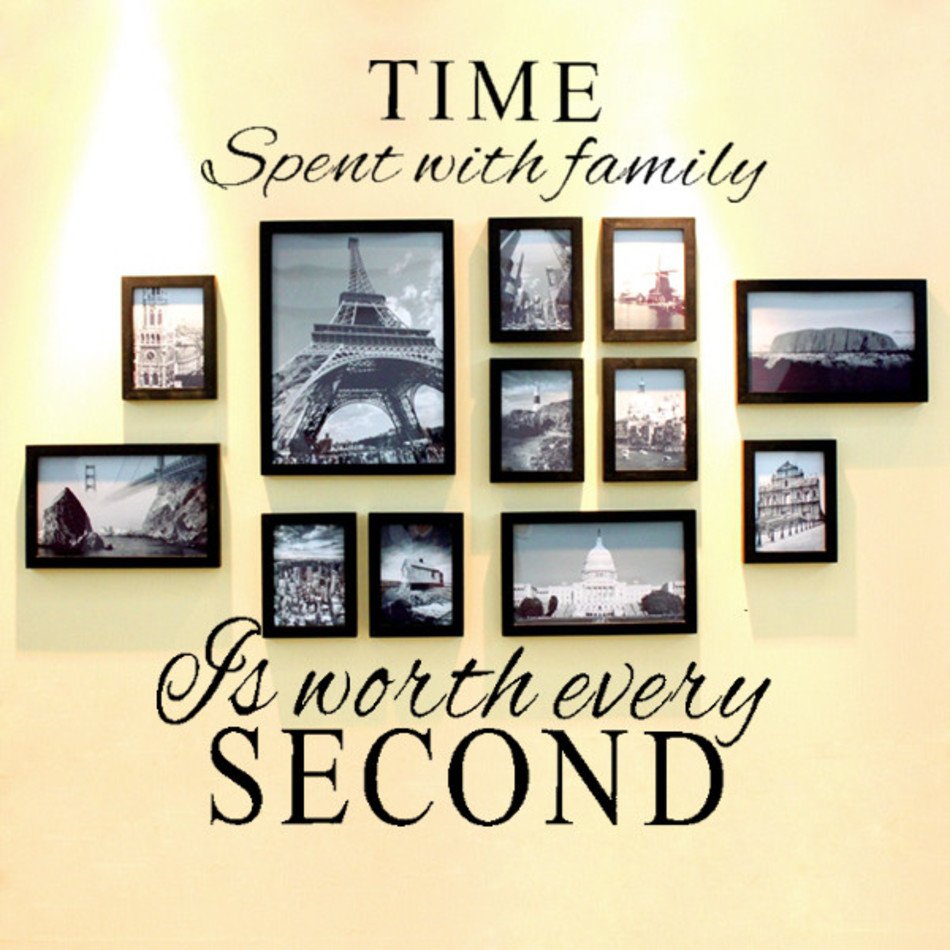 Wall Decal PVC Time Spent With Family Removable Sticker Art Word