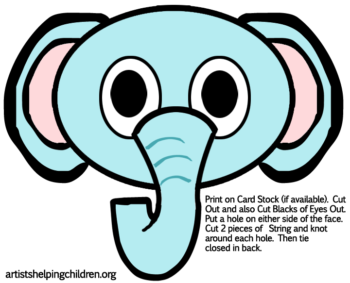 Printable Elephant Mask Template N2 free image download