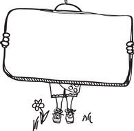 Black and white drawing of the girl scout clipart