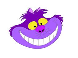 Smiling Cheshire Cat head, cartoon character from Alice In Wonderland