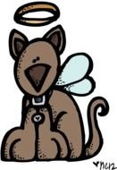 Colorful drawing of the colorful Angel Dog clipart