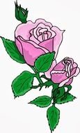two Purple roses, Clip Art