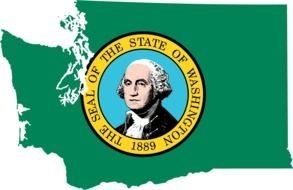 green Washington State Map with emblem