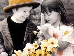 Cute Best Friends, child boy and girl