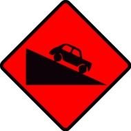 Caution Steep Hill Down Vector Clip Art