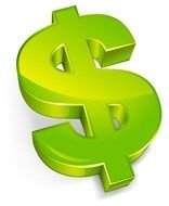 glossy green Dollar Sign