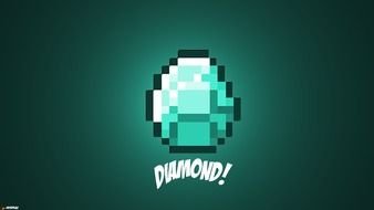 Minecraft diamond on the green background