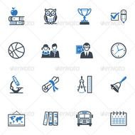 School And Education Icons Set 3 Blue Series 3432380 Icon Web