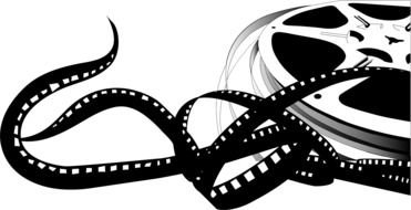 black and white picture of a tape for a film projector