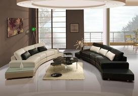 white and black leather sofas in the living room