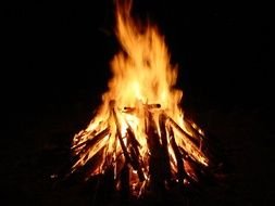 Camo fire at the night in the darkness