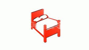 Red and white drawing of the bed clipart