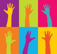 Colorful hand silhouettes clipart