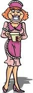female waitress as a graphic illustration