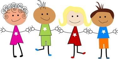 Cartoon Kids Playing In School drawing