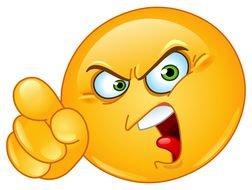 drawn angry smiley with outstretched hand