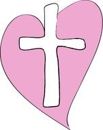 pink heart with cross