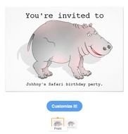 Invitation Safari Party Customizable Hippo