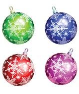 four christmas balls with snowflakes