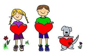 Cartoon Boy And Girl Dog drawing
