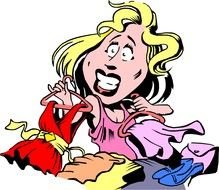 clipart of the blond woman is shopping