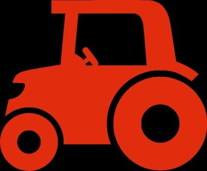 Red Silhouette Vector Image Of A Tractor