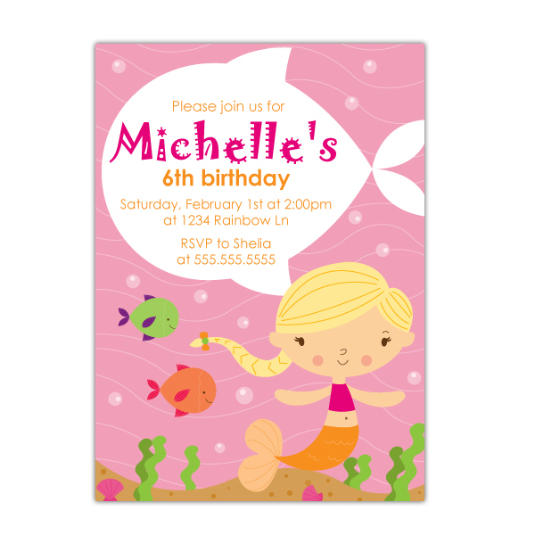 Printable Mermaid Birthday Party Invitation free image download