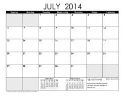 July 2014 Calendar Printable