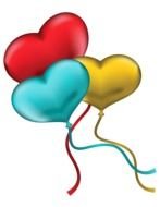 Red Yellow And Blue Balloon hearts drawing