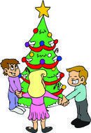 Christmas Tree and Children clipart