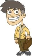 Cartoon smiling man with the suitcase clipart