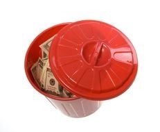 photo of dollars in a red-white bucket