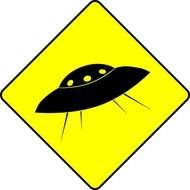 UFO, cartoon traffic sign