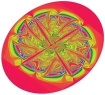 pink oval with abstract pattern
