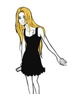 cartoon blonde in coloring book