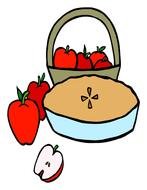 Cartoon apple pie with the apples clipart