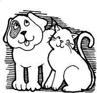 Dog And Cat Clip Art Black White N3