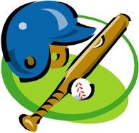 drawn baseball helmet and club