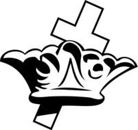 black and white drawing of a crown on the cross