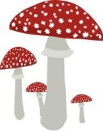 four cartoon Mushrooms